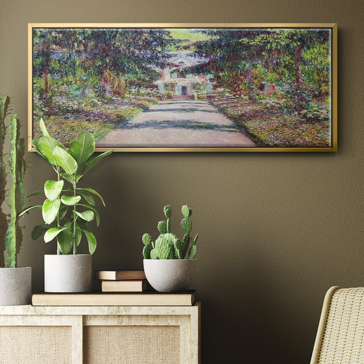 Pathway in Monet's Garden at Giverny, 1900 - Floater Framed Canvas Print