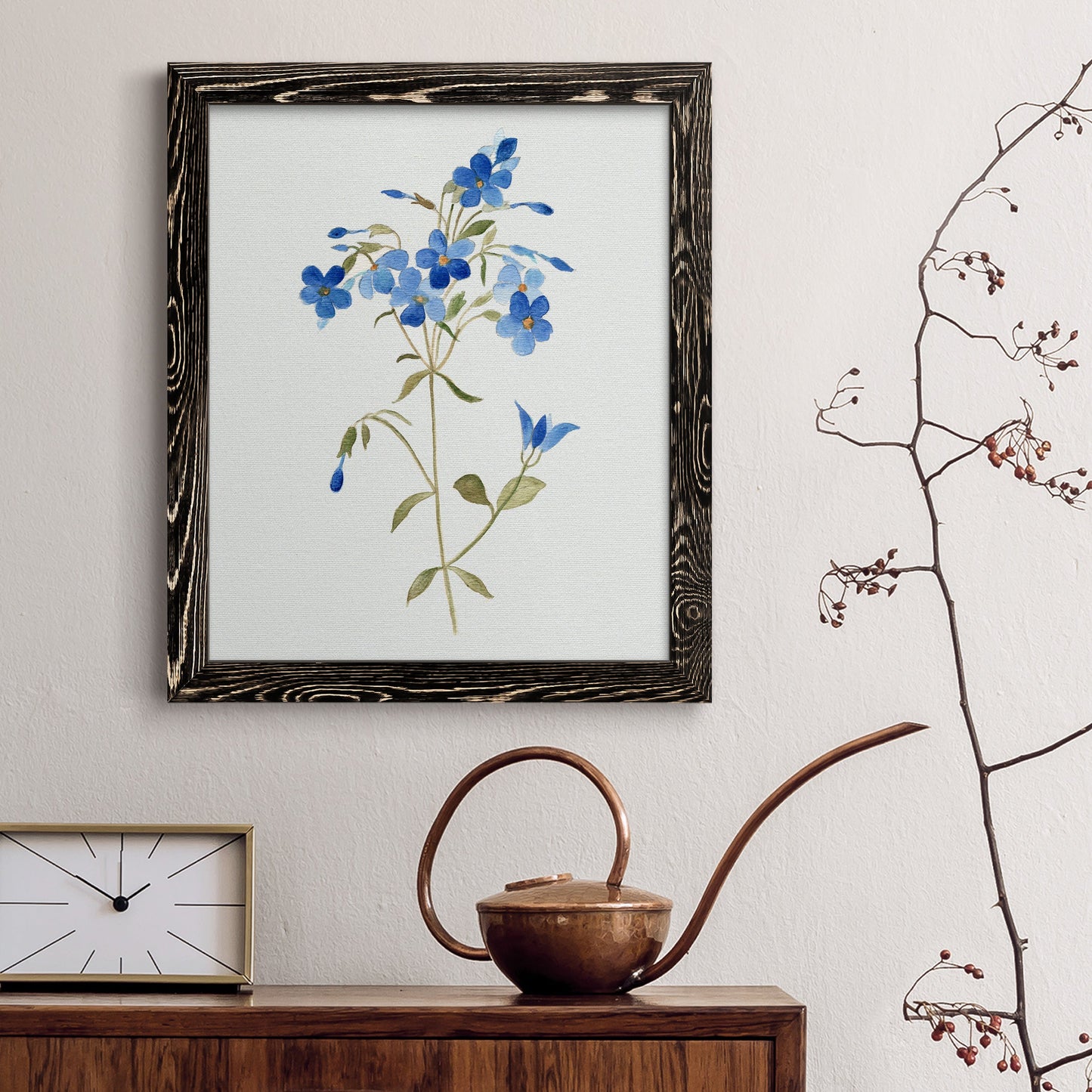 Blue Blossom Botanical II - Premium Canvas Framed in Barnwood - Ready to Hang