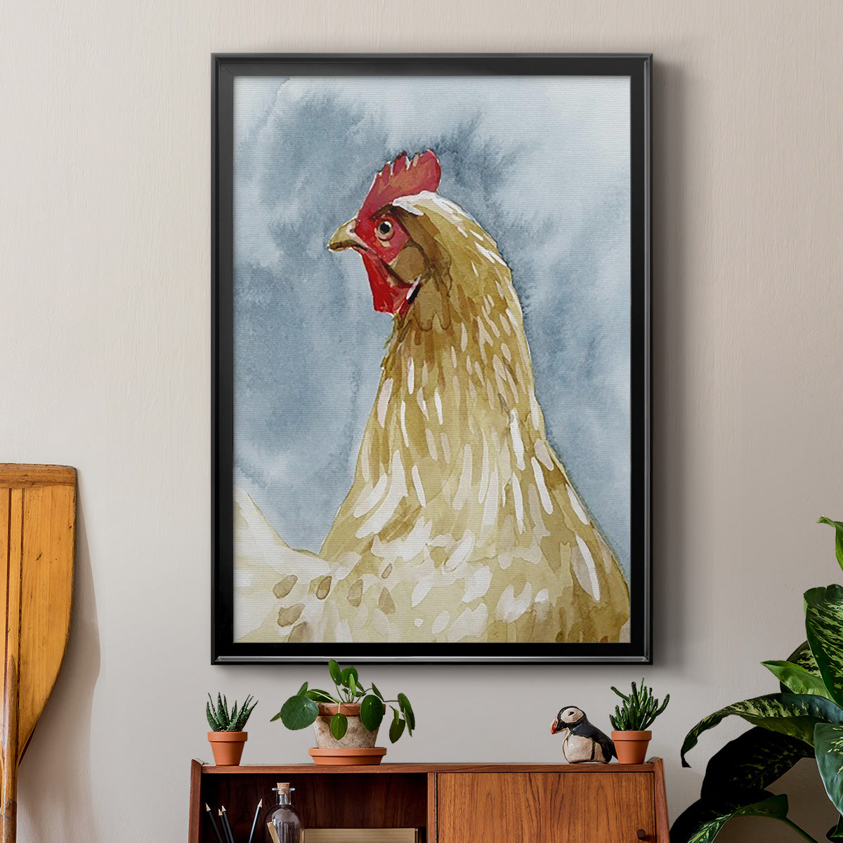 Chicken Portrait I - Modern Framed Canvas Print