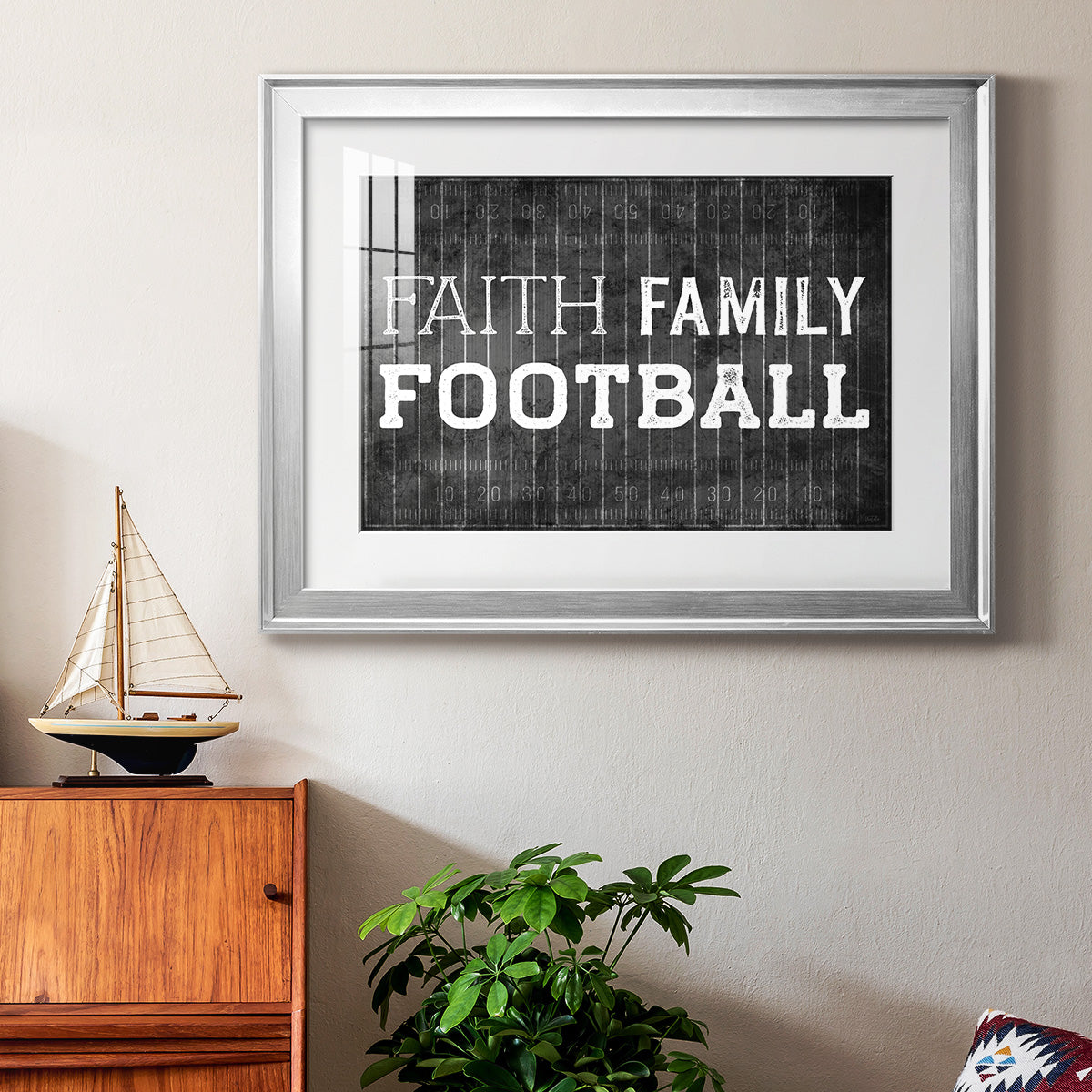 Faith Family Football - Modern Framed Art Print