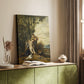 Canvas art print of a religious composition with strong contrast and emotional tone styled in a home decor setting.