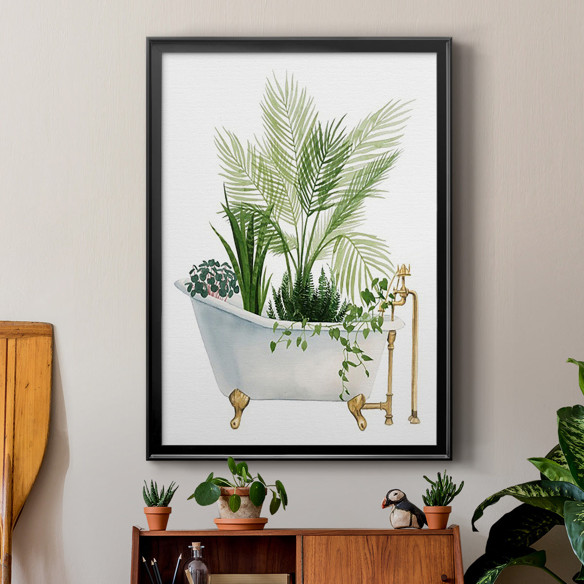 Plant Bath I - Modern Framed Canvas Print