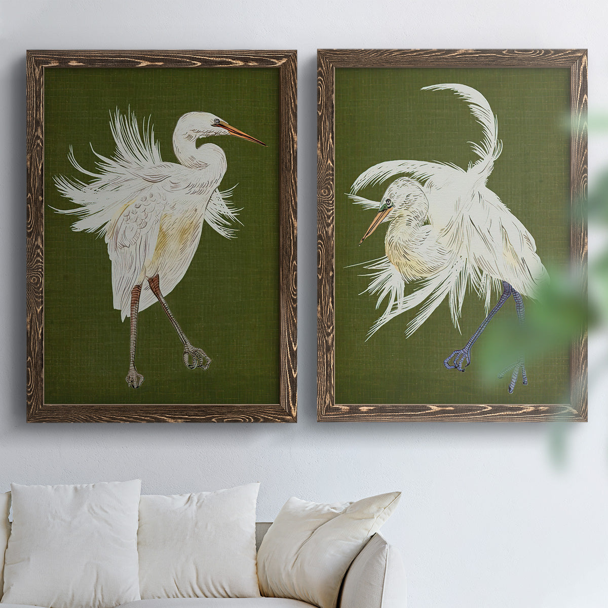 Heron Plumage I - Premium Framed Canvas 2 Piece Set - Ready to Hang