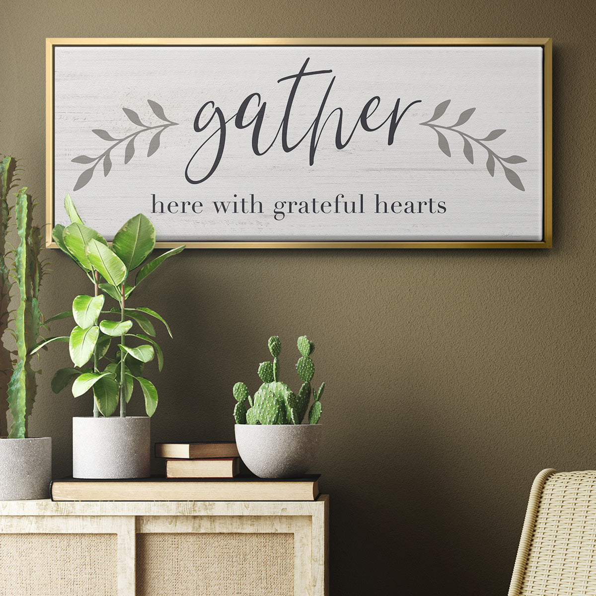 Grateful Hearts Botanical - Floater Framed Canvas Print