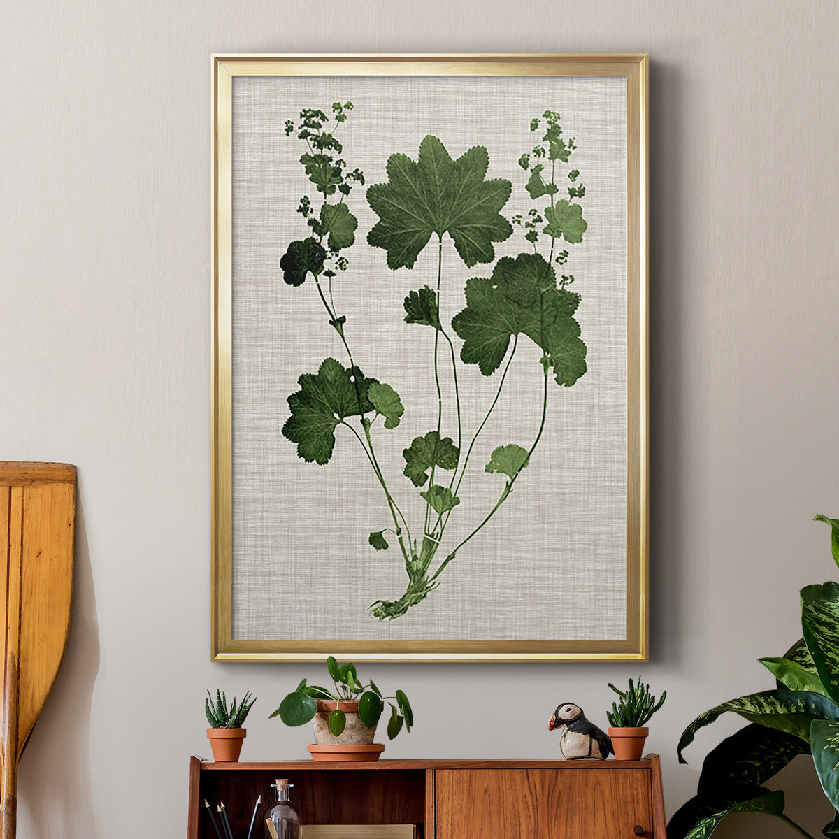 Forest Foliage on Linen IV - Modern Framed Canvas Print