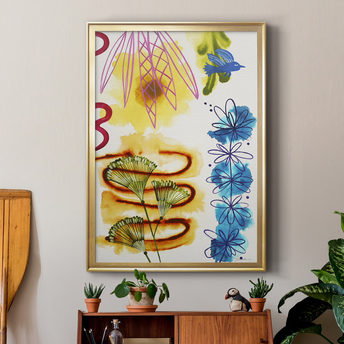 Flower Power I - Modern Framed Canvas Print