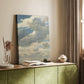 Canvas art print of a cloud-filled sky with subtle color transitions styled in a home decor setting.