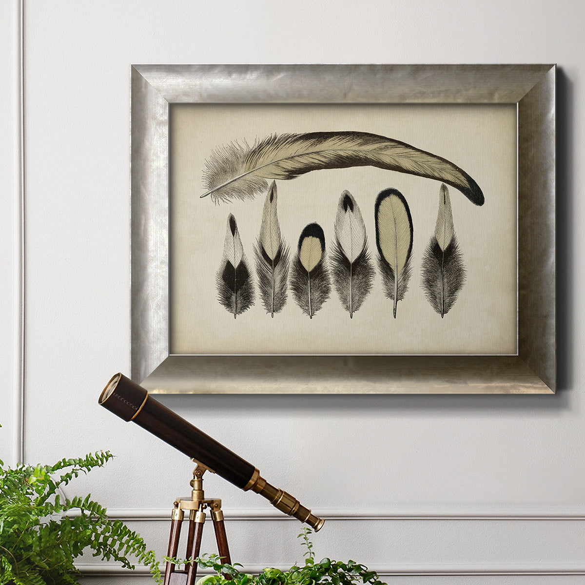 Vintage Feathers VII Premium Framed Canvas- Ready to Hang