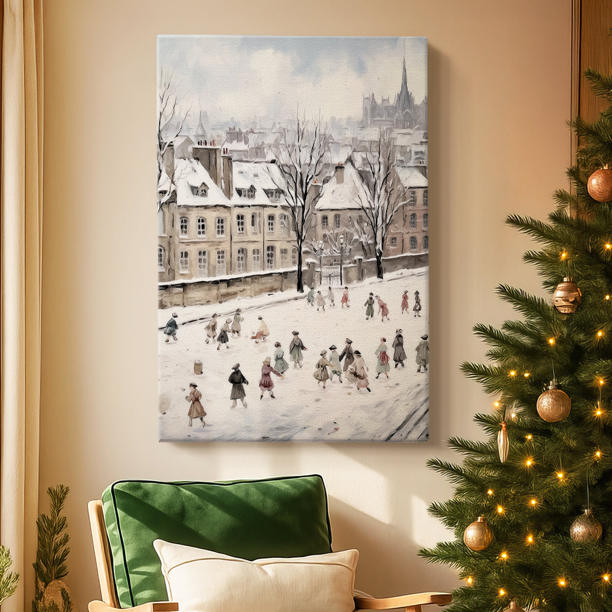 Pearled Wreath at Midnight - Canvas Art Print
