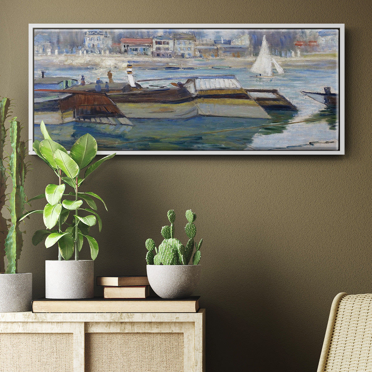 The Seine at Asnieres 2, 1873 - Floater Framed Canvas Print