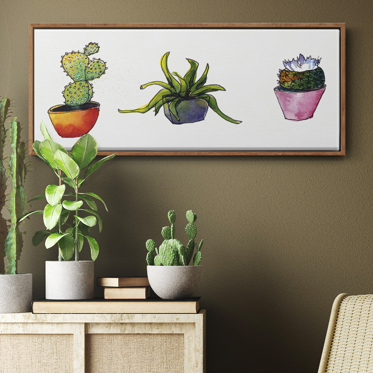Vibing Succulents I - Floater Framed Canvas Print