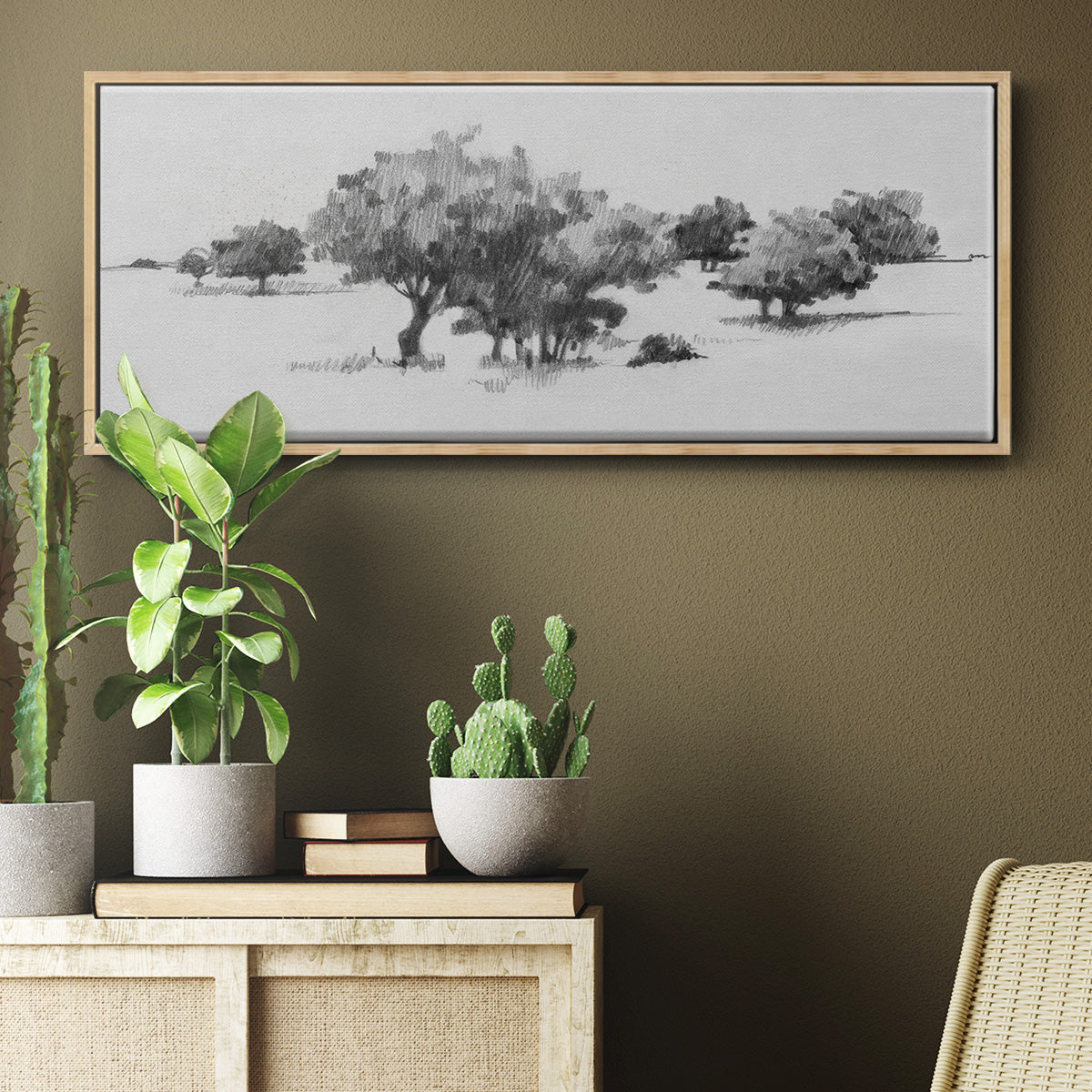 Treeline Sketch II - Floater Framed Canvas Print