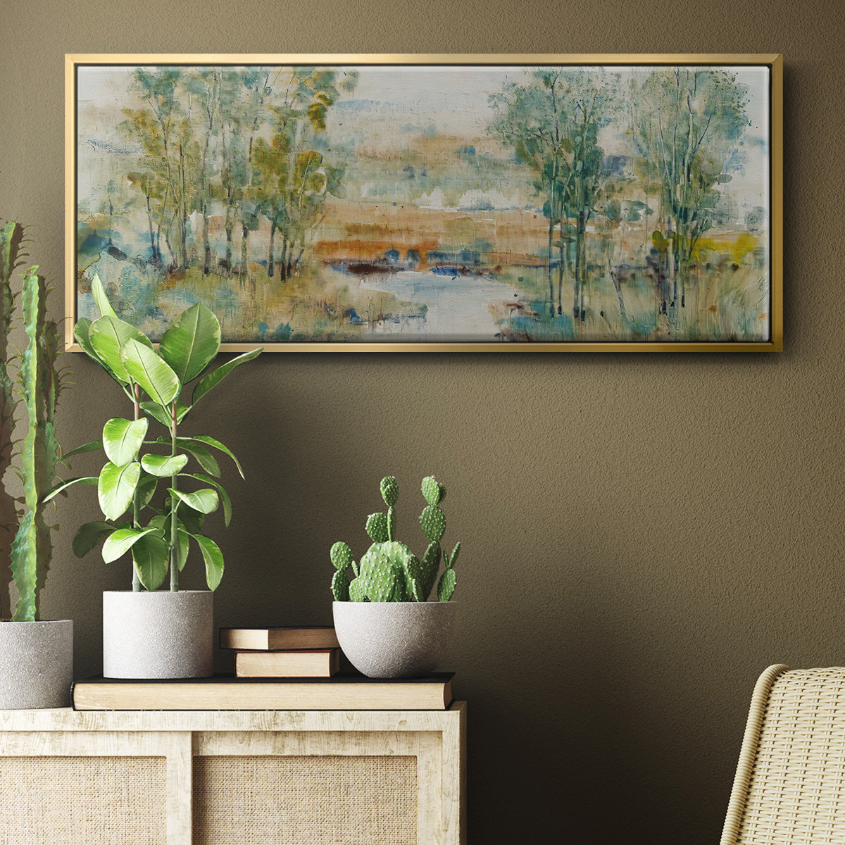 Trees on the Creek II - Floater Framed Canvas Print
