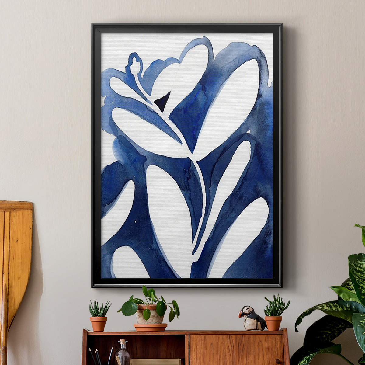 Blue Eucalyptus I - Modern Framed Canvas Print