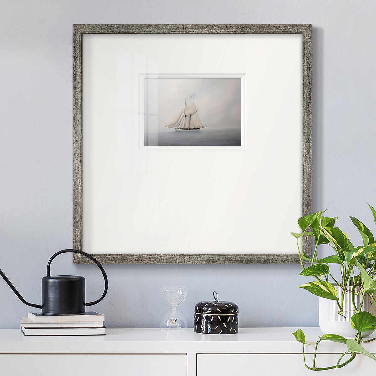 Foggy Sail III Premium Framed Print Double Matboard