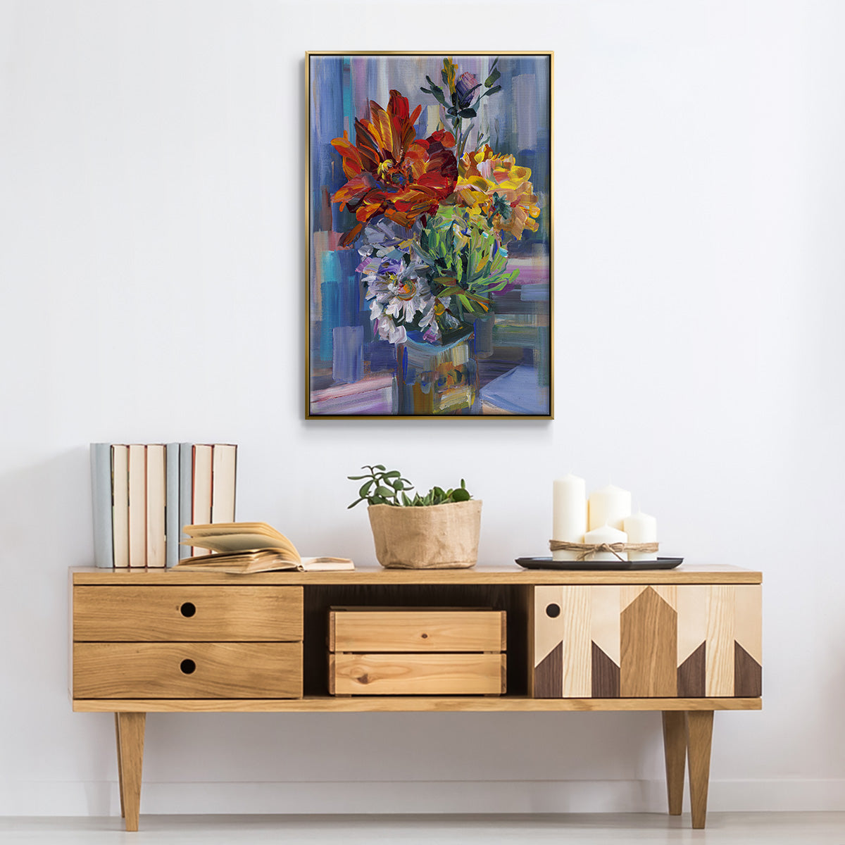 Modern Bouquet - Floater Framed Canvas Print
