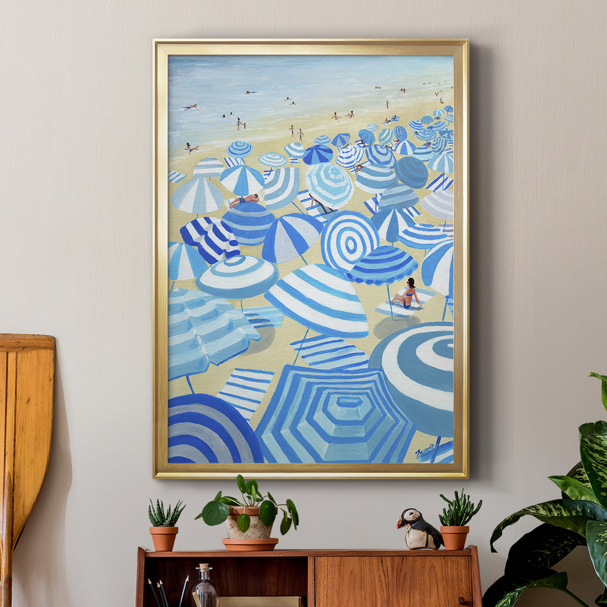 Sky Blue Beach - Modern Framed Canvas Print