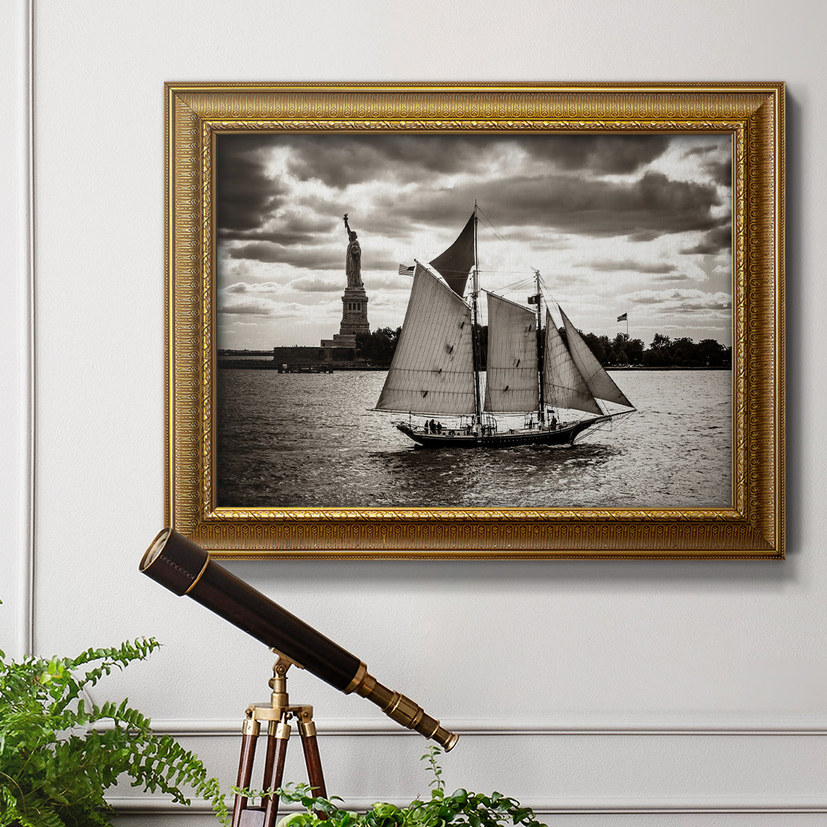 The Clipper & the Liberty Premium Framed Canvas- Ready to Hang