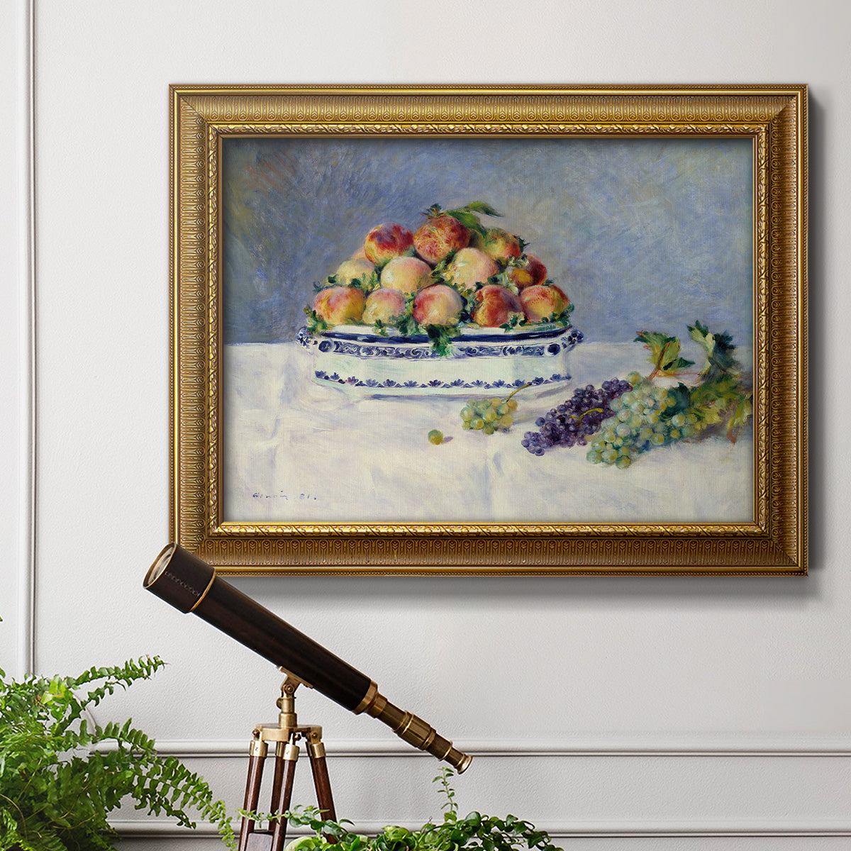 Still Life with Peaches and Grapes Premium Framed Canvas- Ready to Hang