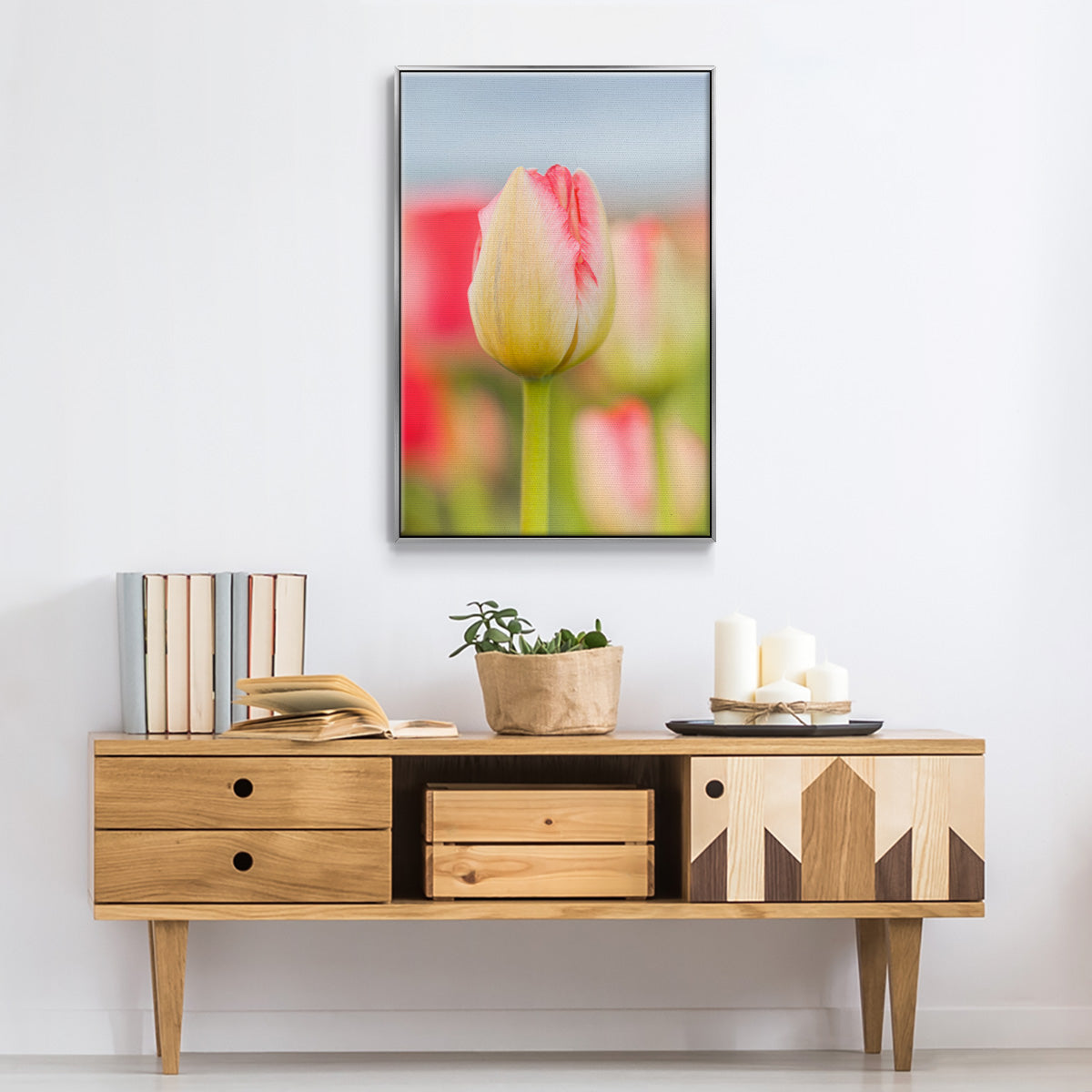 Twotone Tulip - Framed Premium Gallery Wrapped Canvas L Frame - Ready to Hang