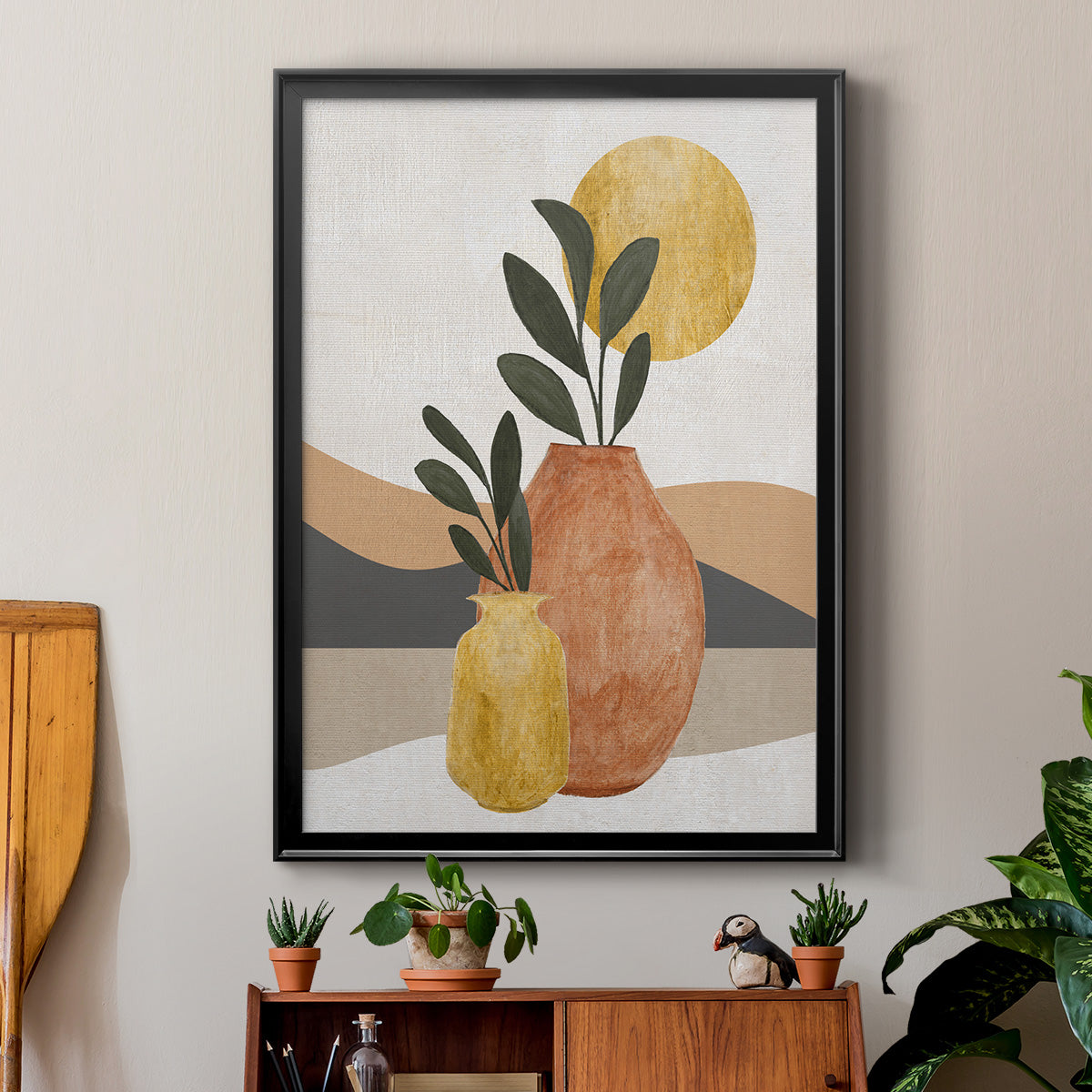 Adobe Moon II - Modern Framed Canvas Print