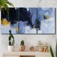 Three-panel canvas wall art featuring icy abstract arctic ledge, displayed in a boho-chic entryway above a console table.
