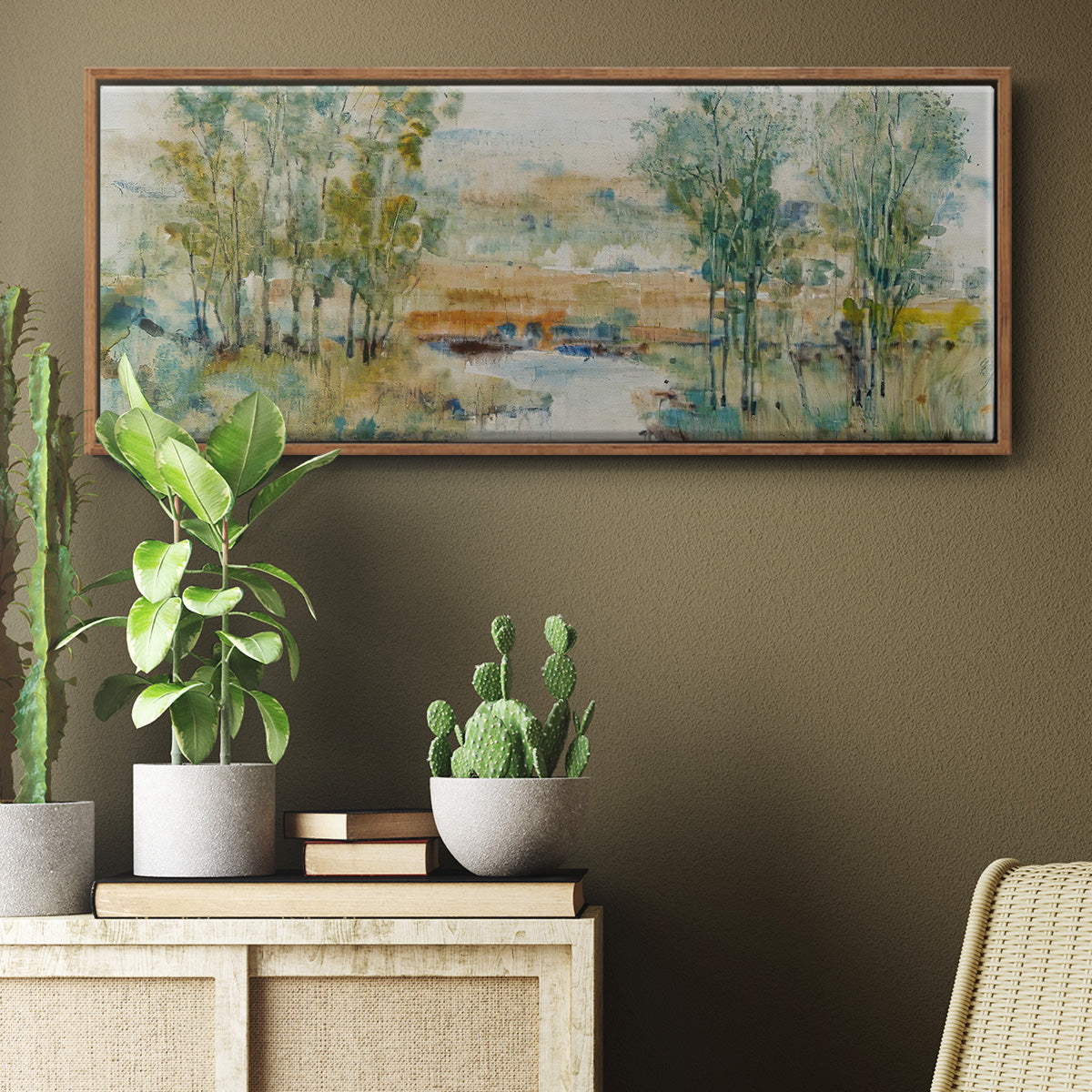 Trees on the Creek II - Floater Framed Canvas Print