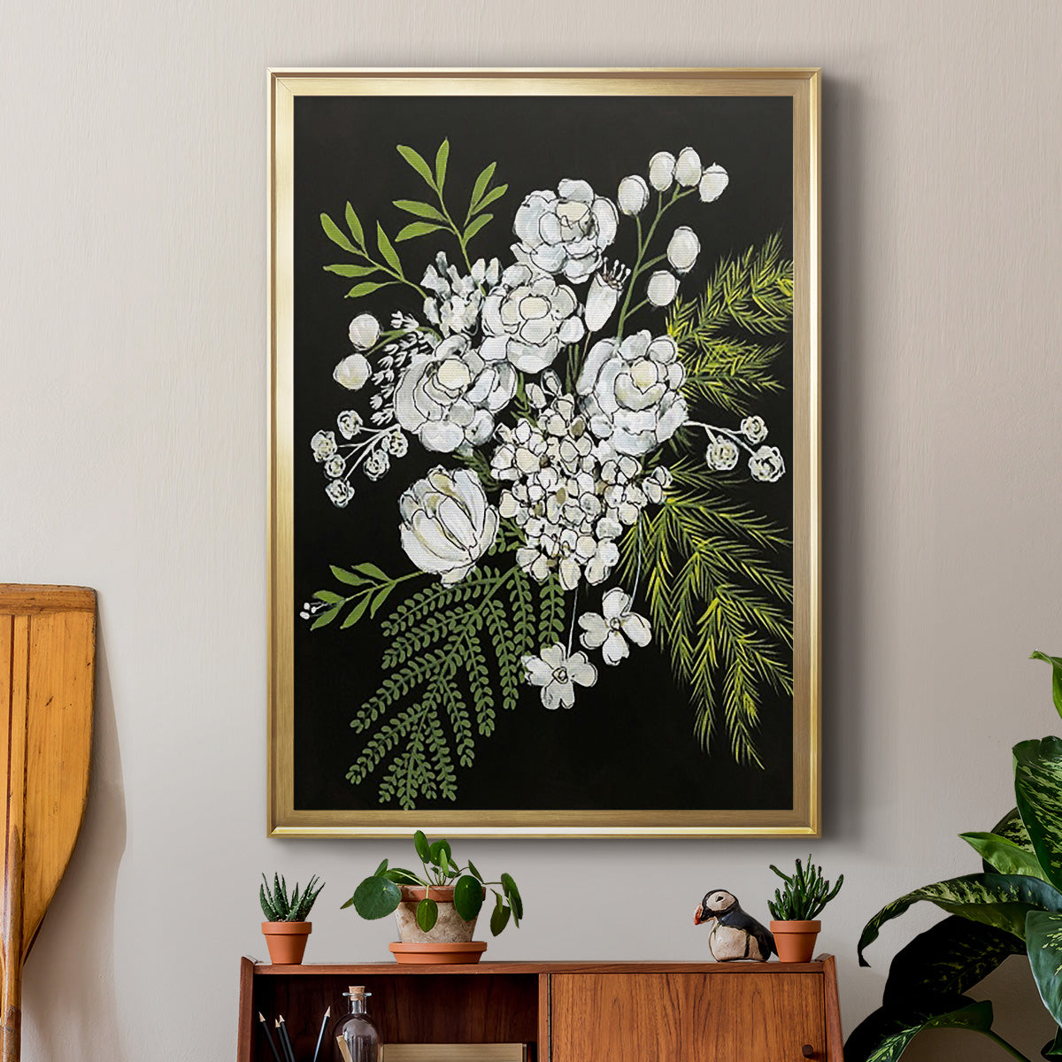Alabaster Bouquet I - Modern Framed Canvas Print