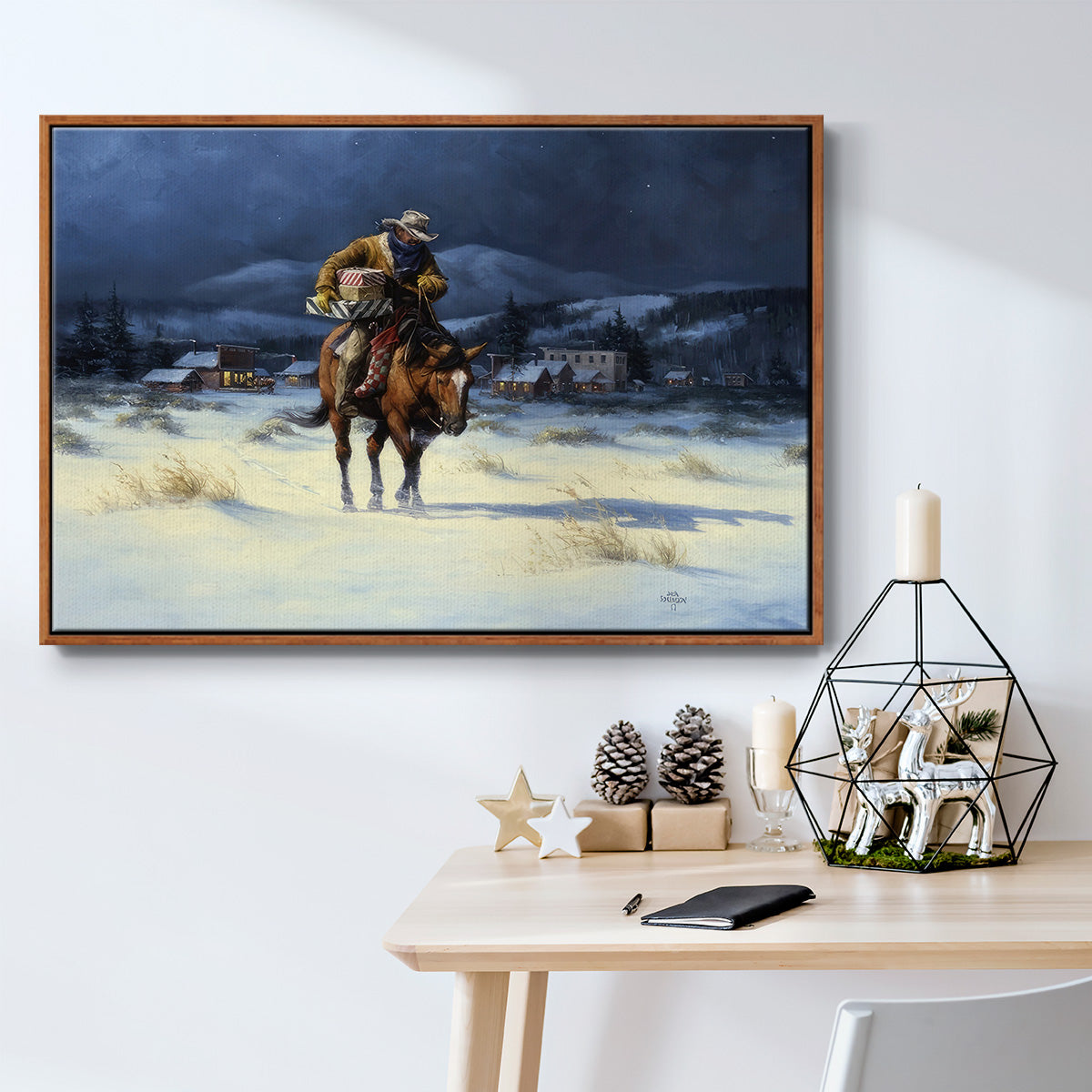 Bringing Christmas Home - Framed Gallery Wrapped Canvas in Floating Frame