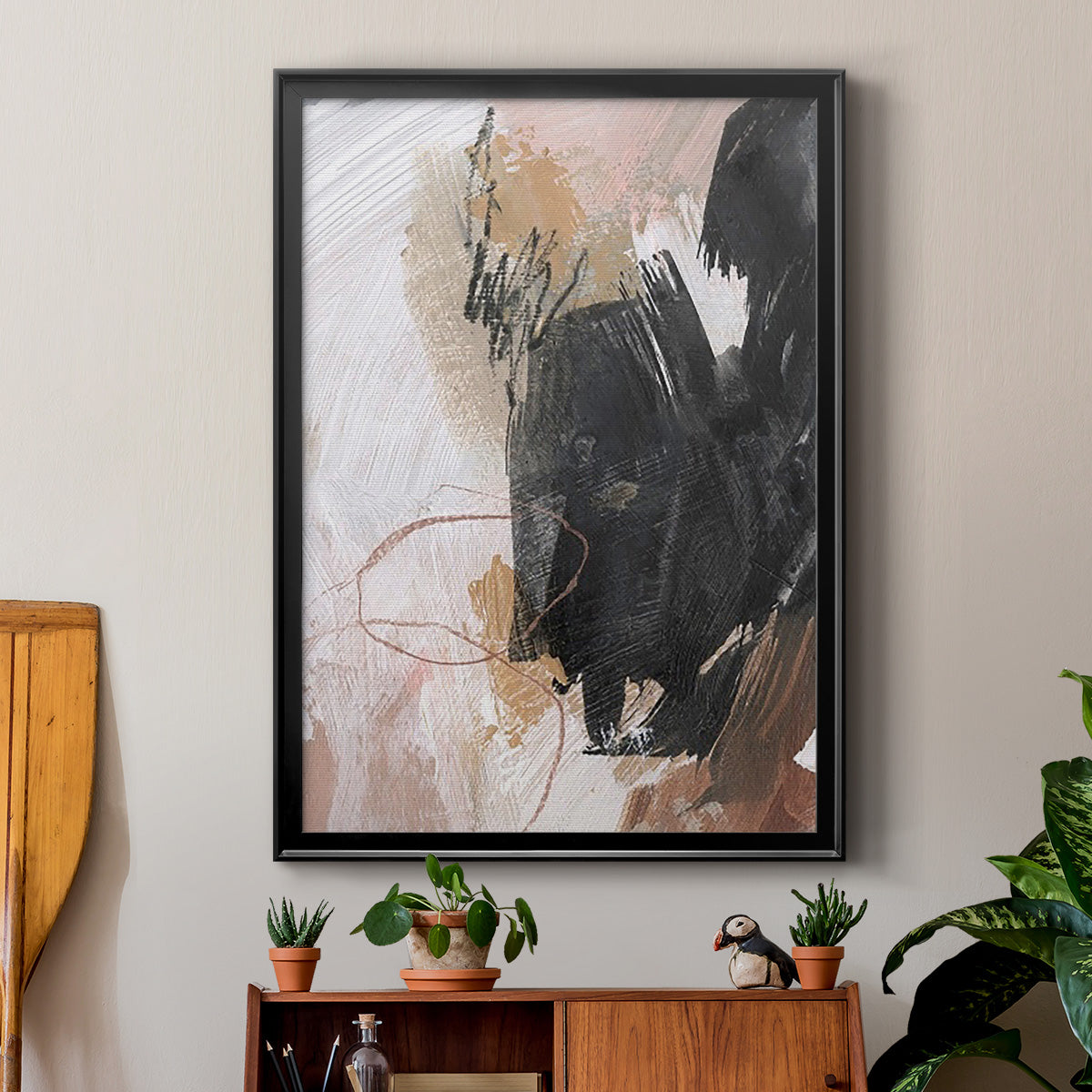 Unbleached Neutrals III - Modern Framed Canvas Print