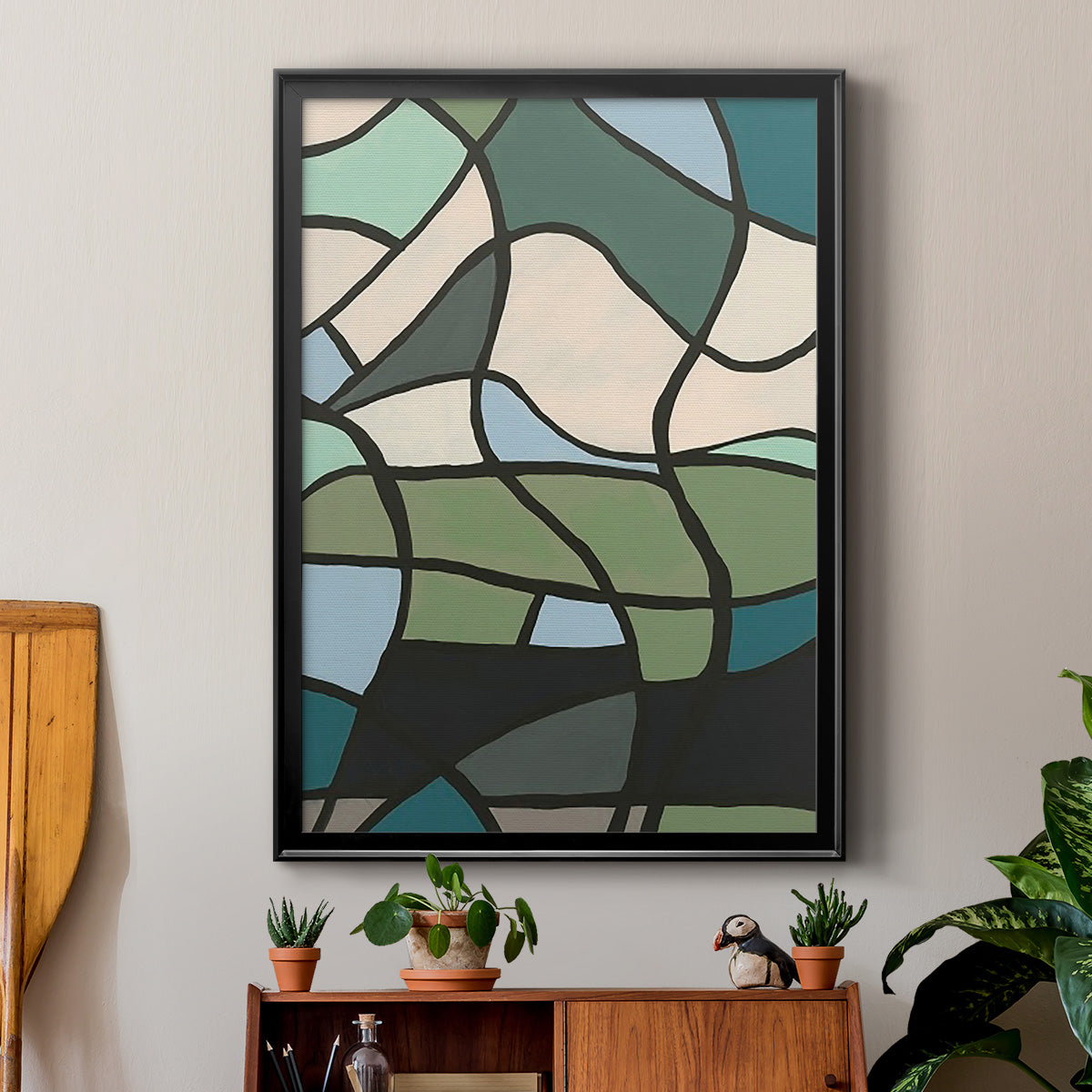 Multicolor Stained Glass II - Modern Framed Canvas Print