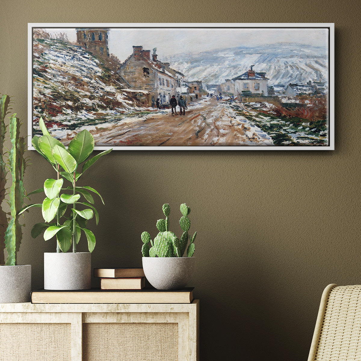 The Road in Vétheuil in Winter, 1879 - Floater Framed Canvas Print