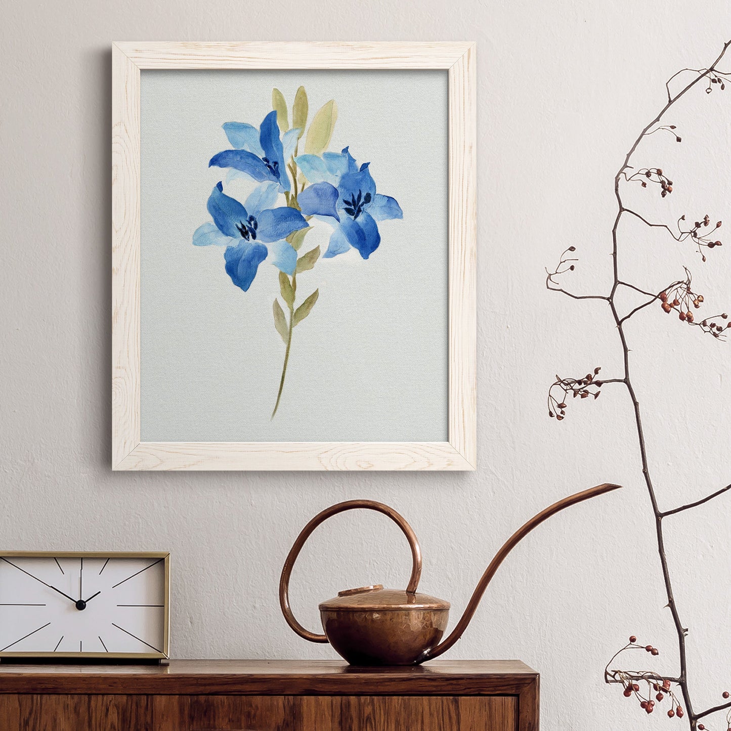 Blue Blossom Botanical III - Premium Canvas Framed in Barnwood - Ready to Hang