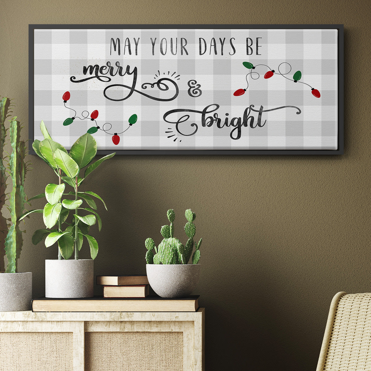 Buffalo Check Merry - Floater Framed Canvas Print