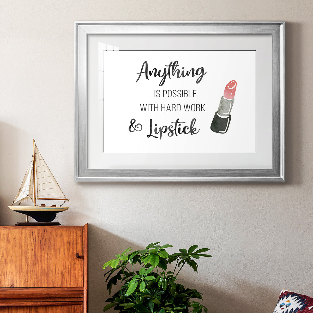 Hard Work and Lipstick - Modern Framed Art Print