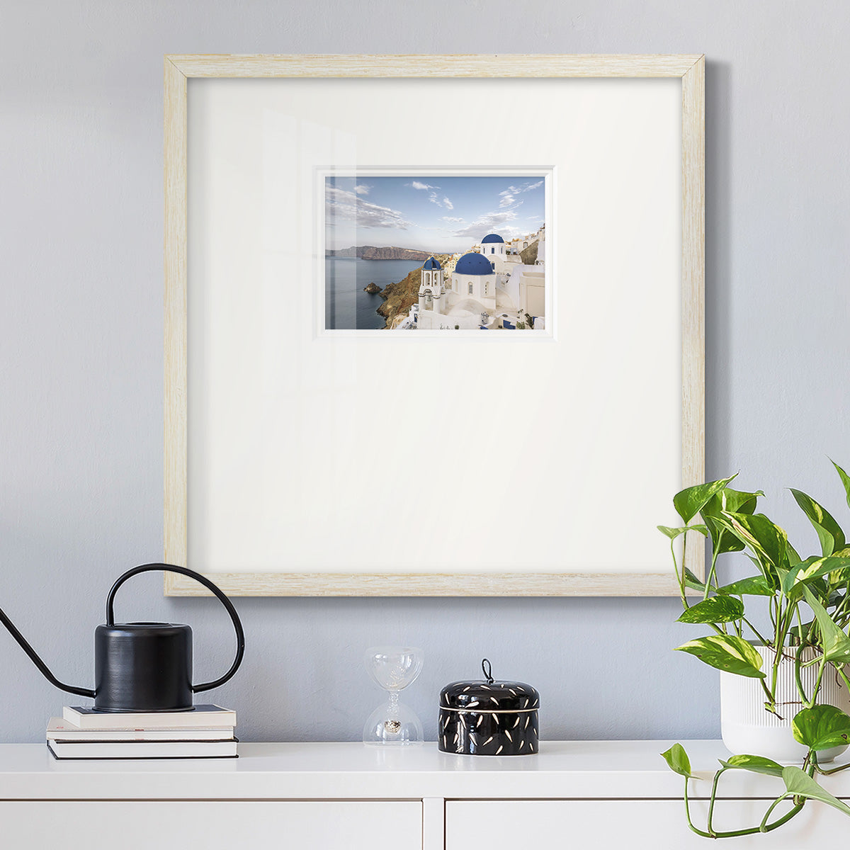 Santorini View Premium Framed Print Double Matboard