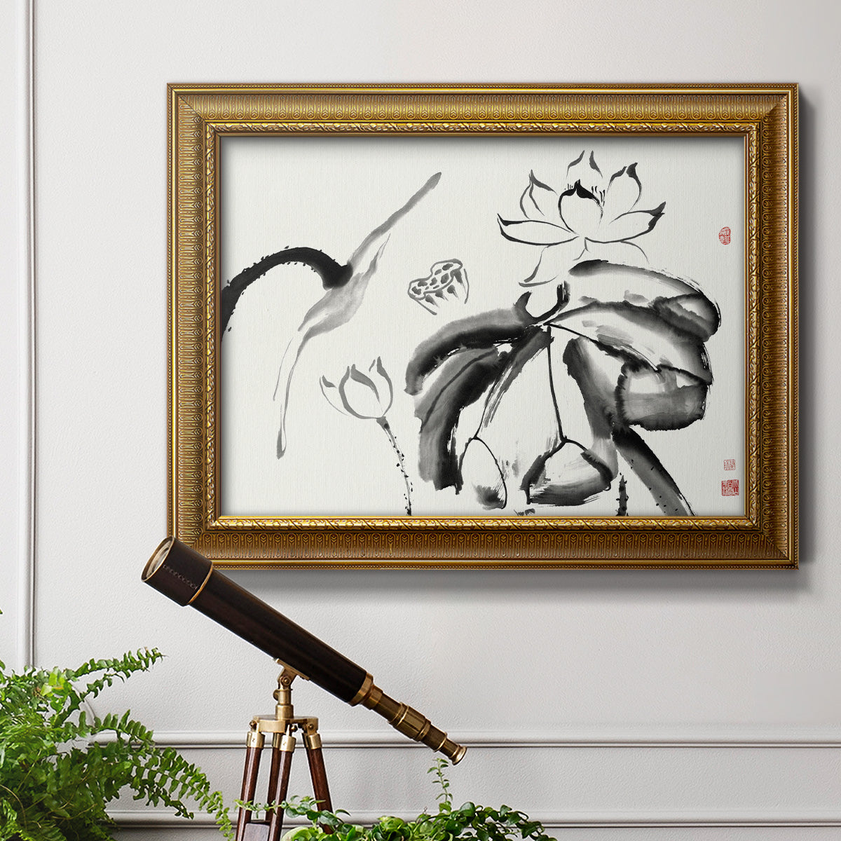 Lotus Study III Premium Framed Canvas- Ready to Hang