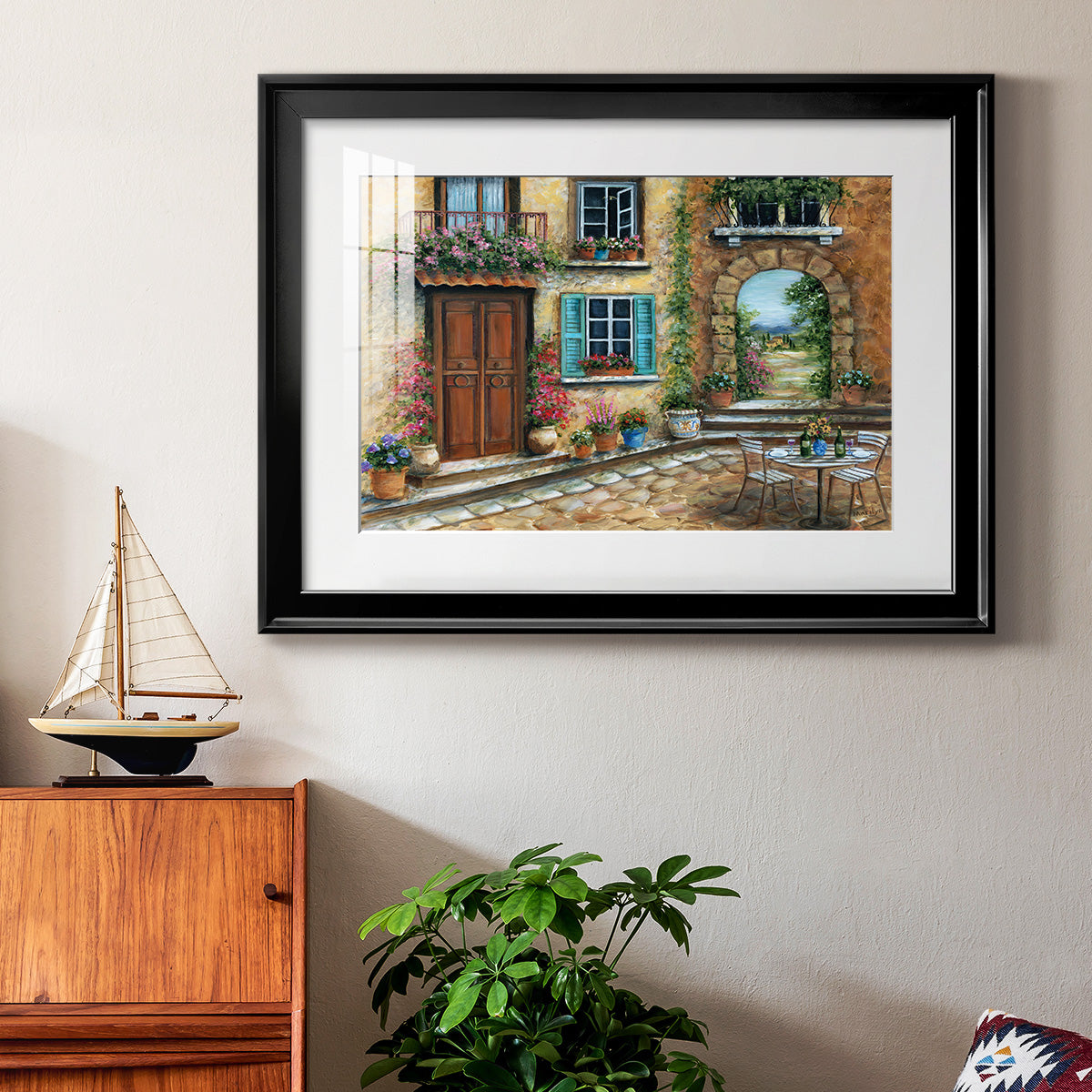 Tuscan Courtyard Premium Framed Print - Ready to Hang