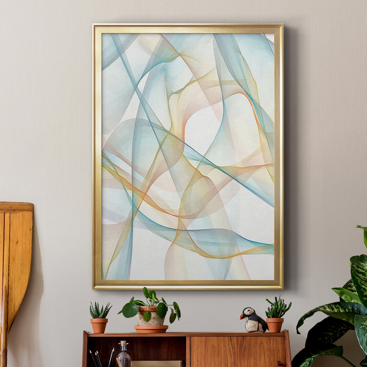Curves and Waves III - Modern Framed Canvas Print