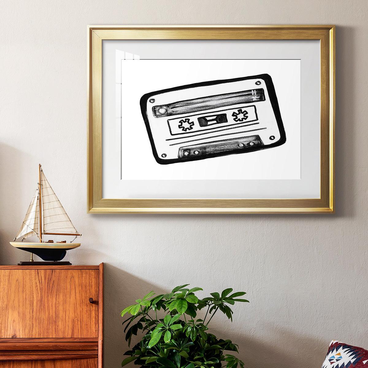 Cassette Sketch Premium Framed Print - Ready to Hang