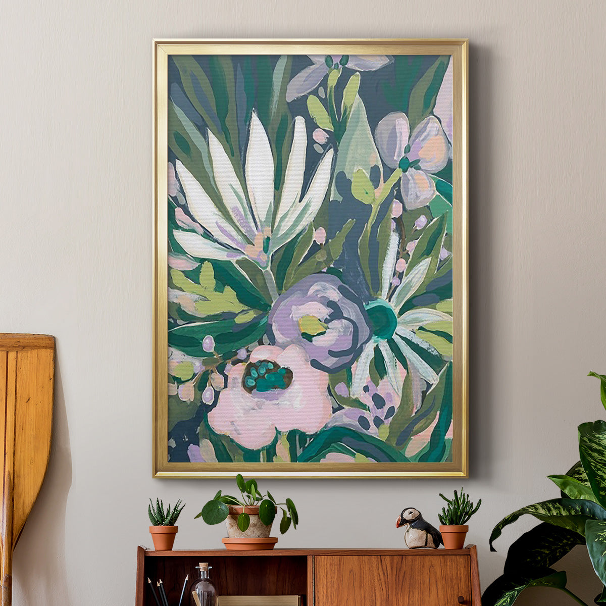 Purple Jungle Garden I - Modern Framed Canvas Print