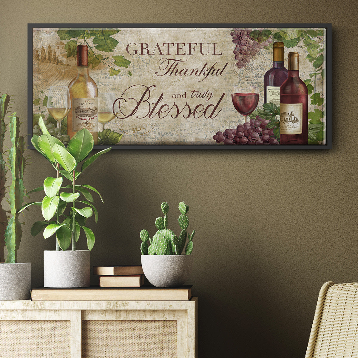 Grateful Wine - Floater Framed Canvas Print