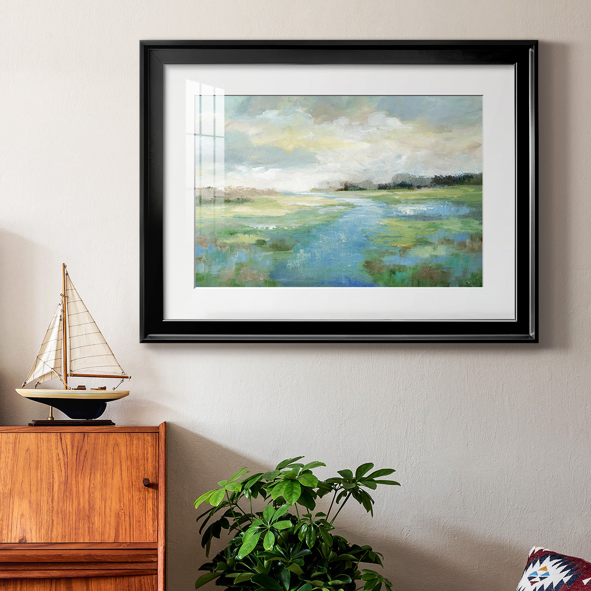 Winding Stream - Modern Framed Art Print