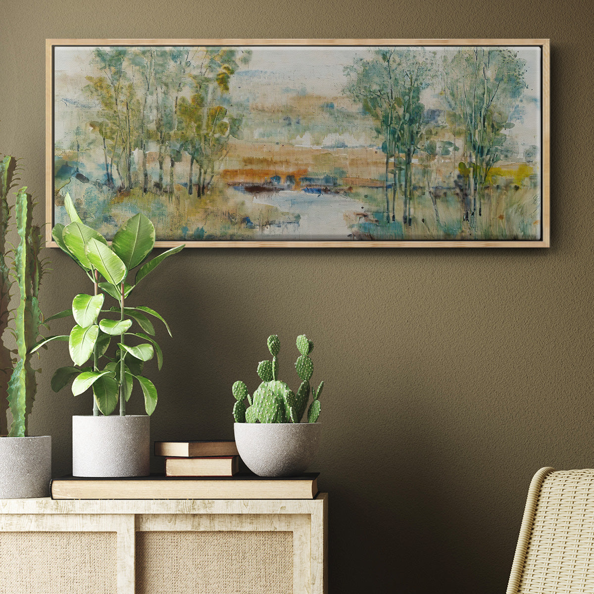 Trees on the Creek II - Floater Framed Canvas Print