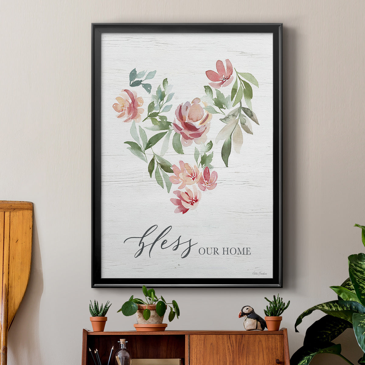 Paradise Floral Heart - Modern Framed Canvas Print