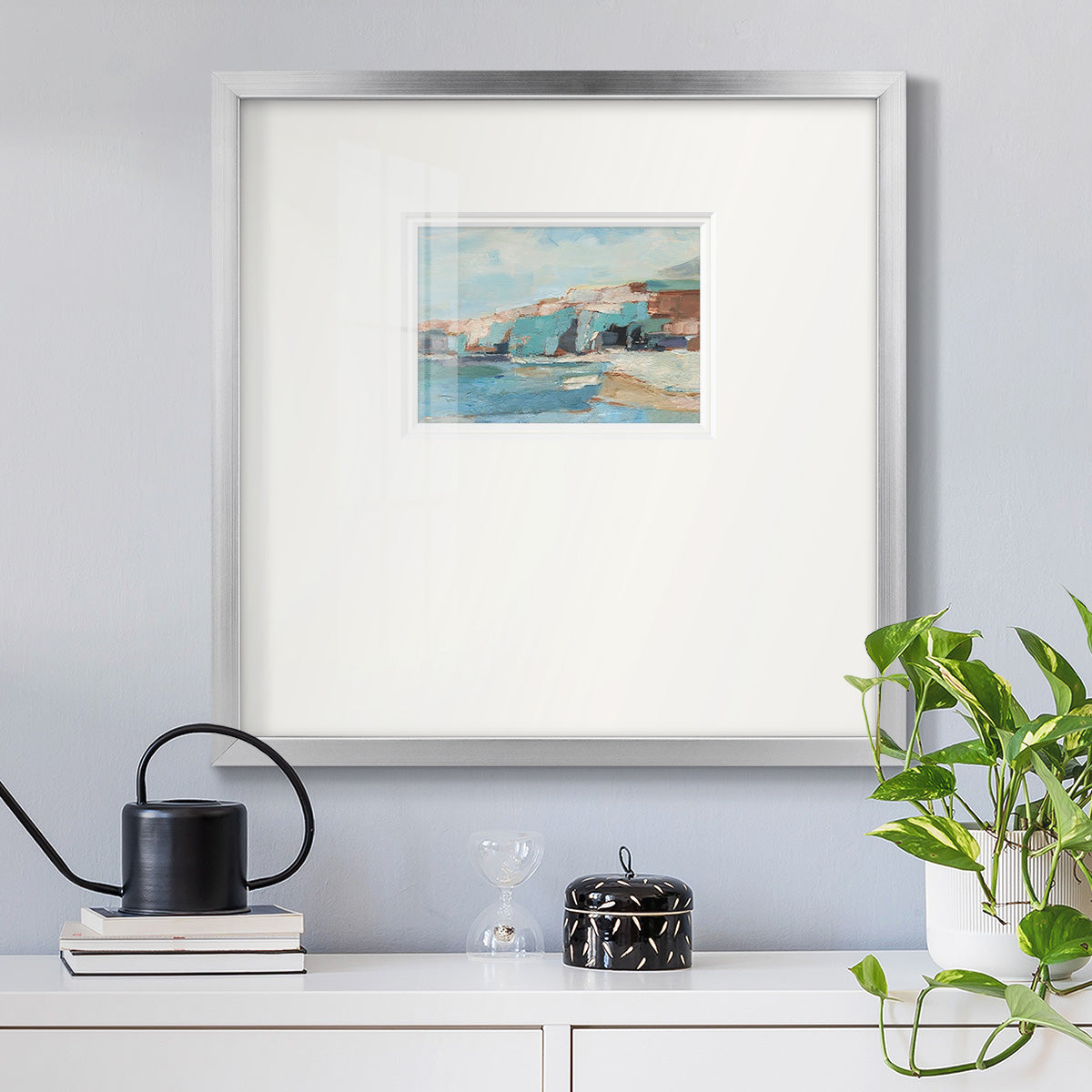 Turquoise Cliff Wall II Premium Framed Print Double Matboard