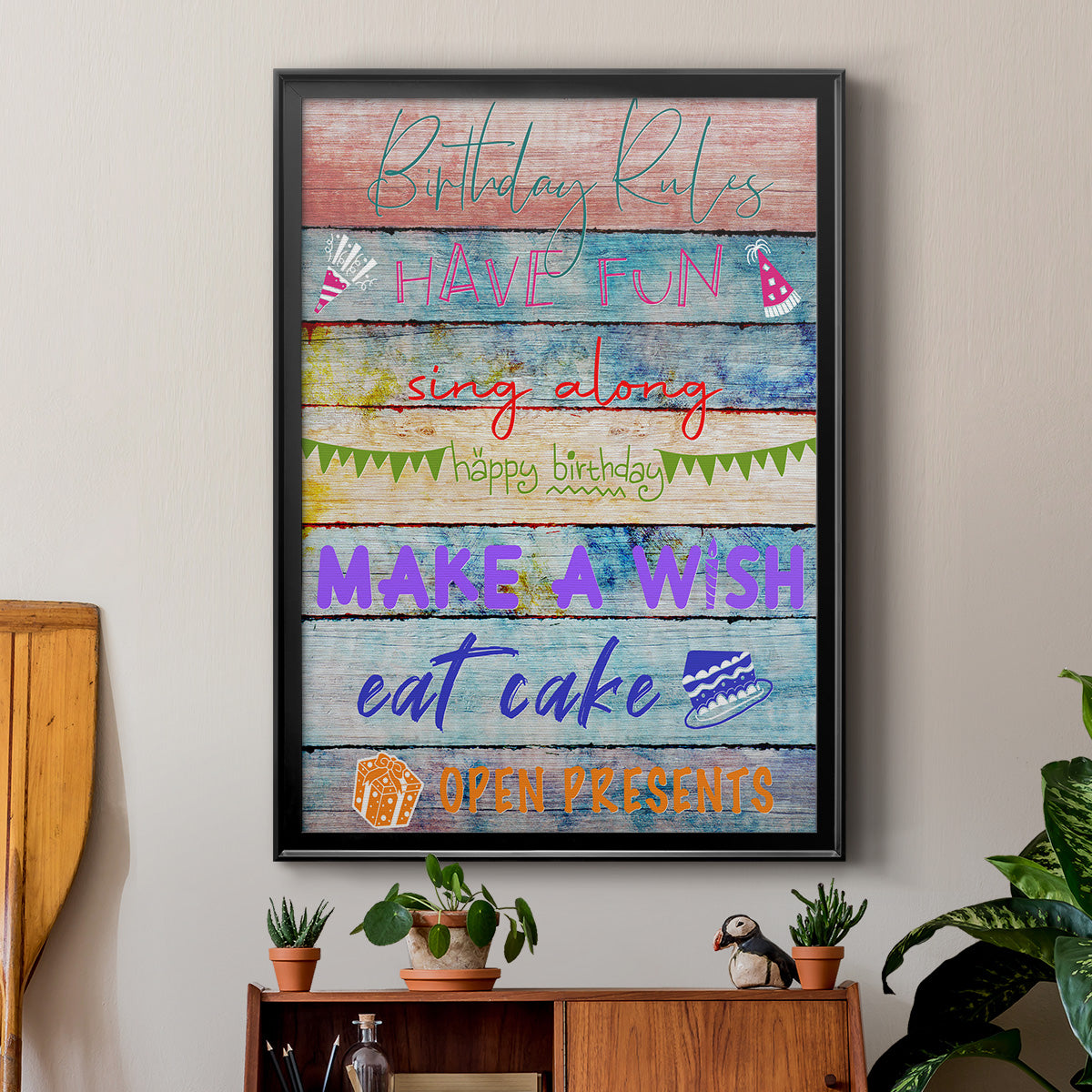 Birthday Rules - Modern Framed Canvas Print