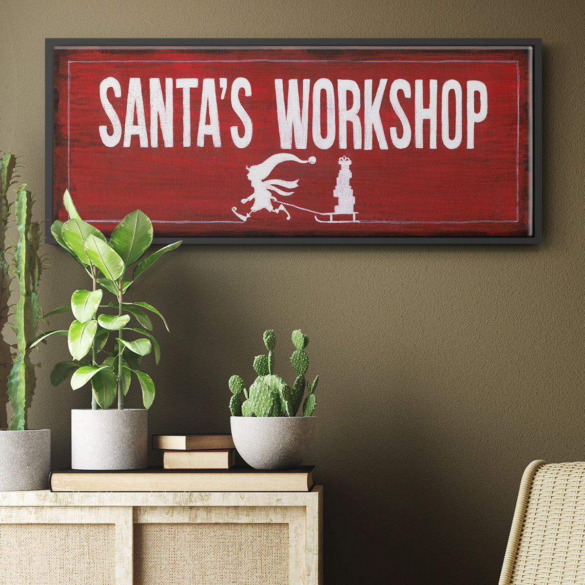 Santa's Workshop - Floater Framed Canvas Print