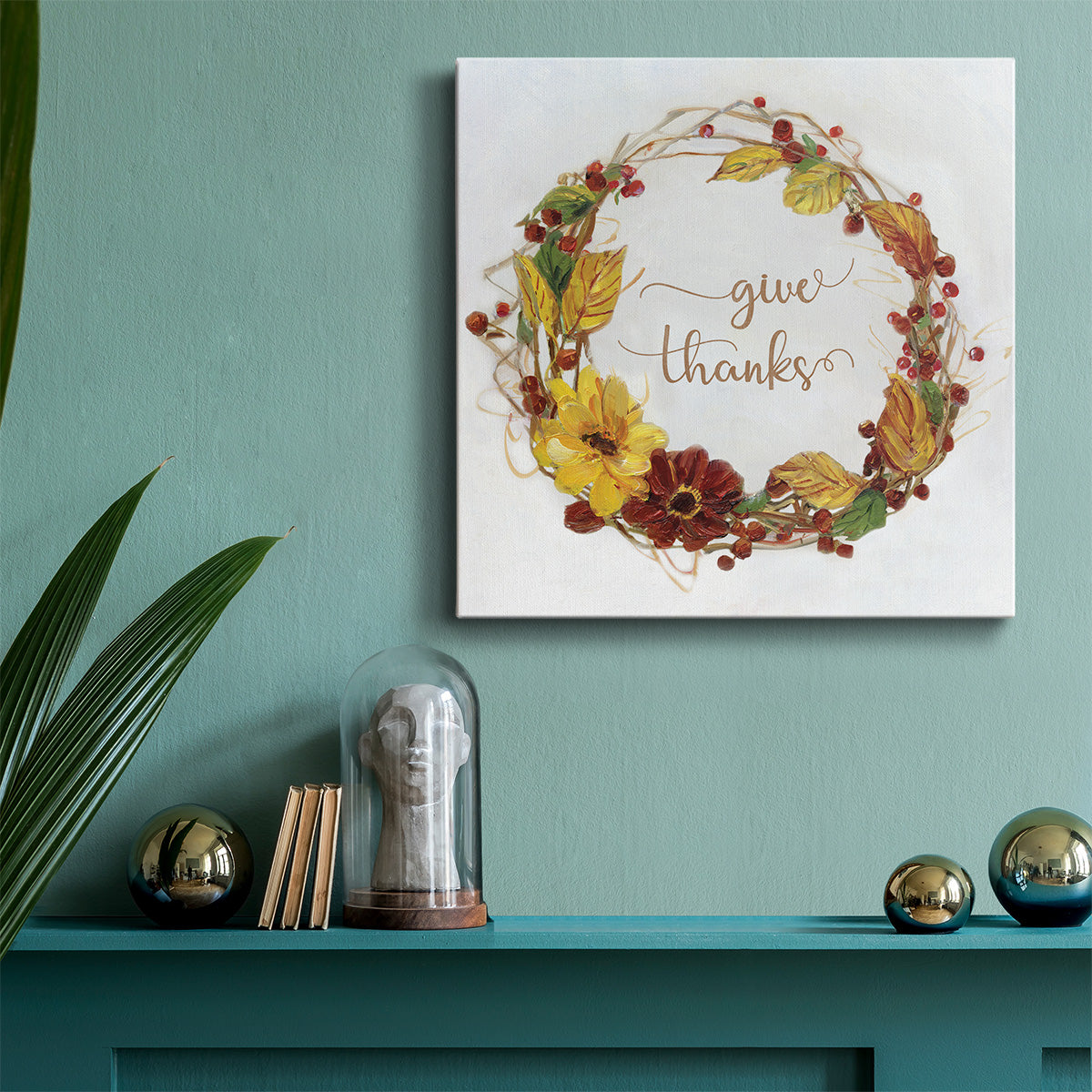 Give Thanks Wreath-Premium Gallery Wrapped Canvas - Ready to Hang