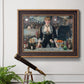 Iconic impressionist café bar scene by Édouard Manet in an ornate bronzed mahogany wood frame displayed in a light-toned interior setting.